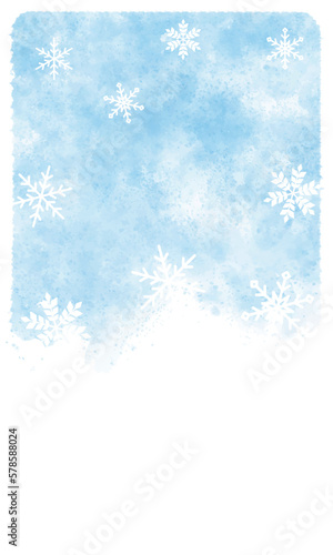 雪の結晶の背景素材、水彩風、手描き風