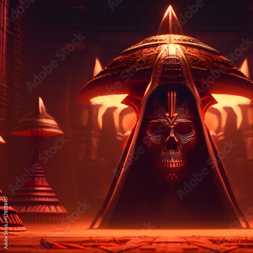 Skull-mushroom with a glowi...