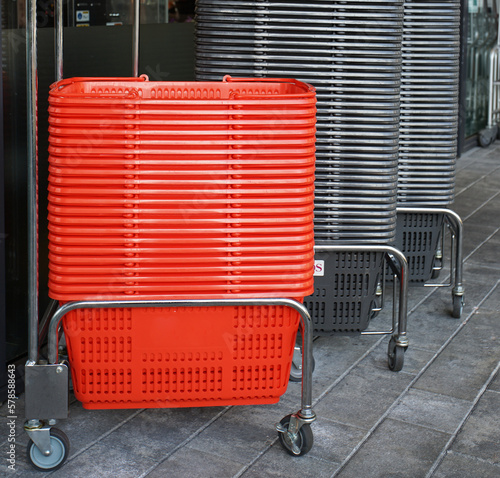 Wallpaper Mural Plastic basket for buying items at the entrance of the store Torontodigital.ca