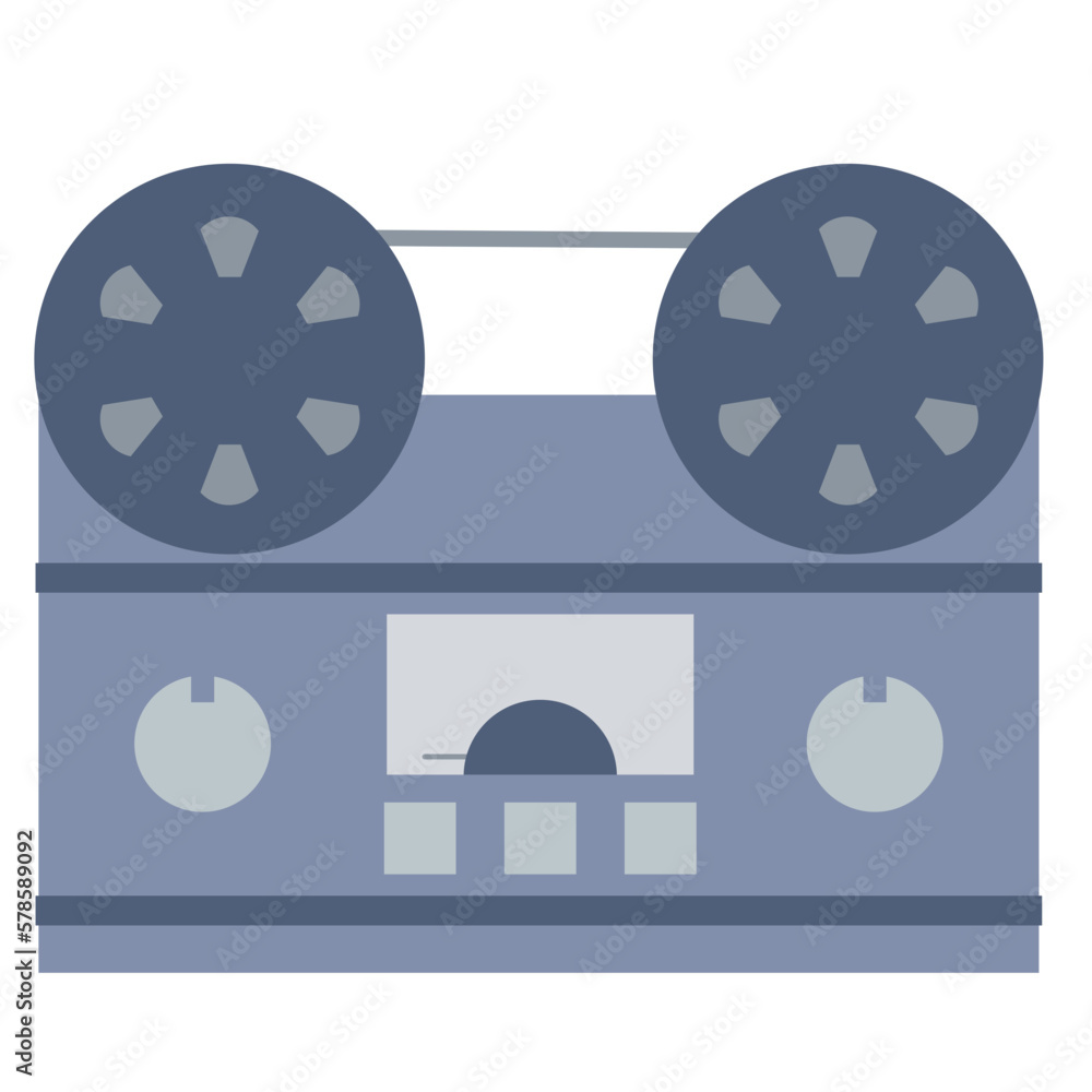 Vintage reel tape recorder icon with retro style for nostalgia design
