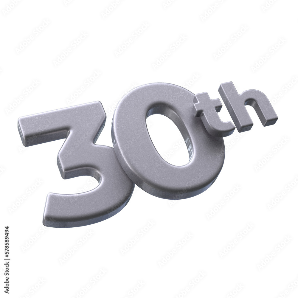 30th 3d illustration with Silver color 30th 3d illustration with Silver color