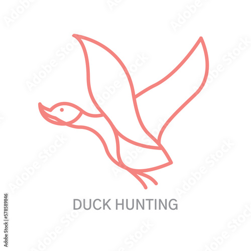 flying duck hunting duck icon with line vector