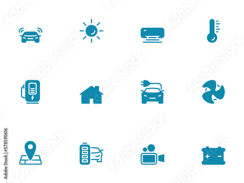 Simple vector icon on a theme electric car features