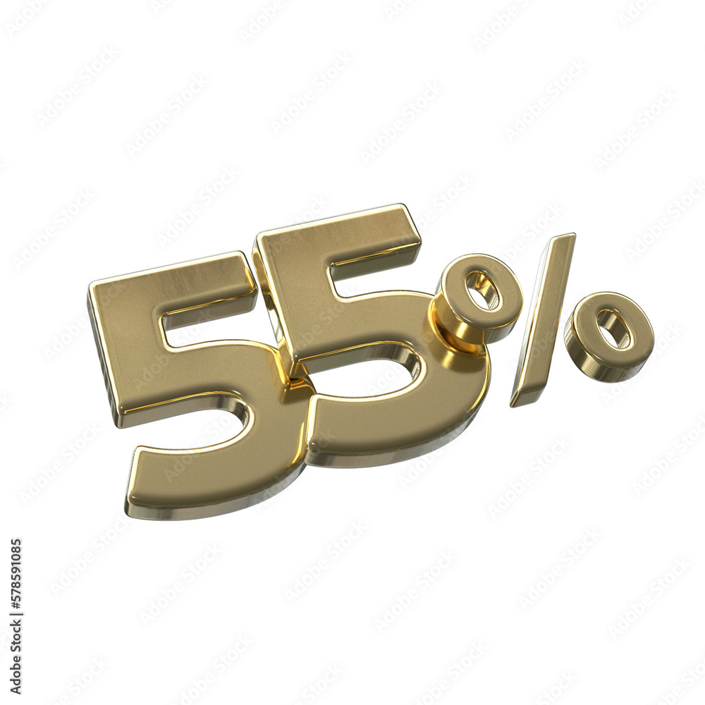 55 percent 3d illustration with Gold color 55 percent 3d illustration with Gold color