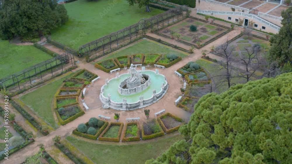 Aerial tilt up view of historic and iconic Villa del Principe in Genoa, Italy Aerial tilt up view of historic and iconic Villa del Principe in Genoa, Italy