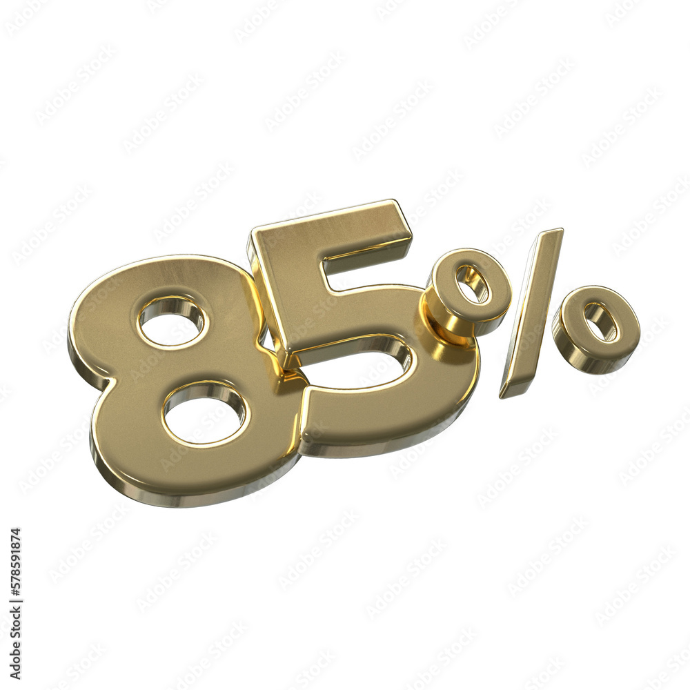 85 percent 3d illustration with Gold color 85 percent 3d illustration with Gold color