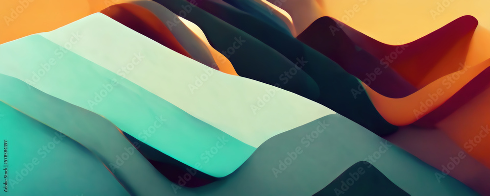 Obraz premium Digital banner. Graphic painting. Twisted background. Creative illustration of olive green and orange composition mix waves wallpaper.