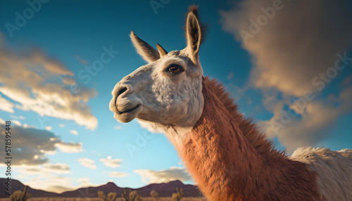 llama in the mountains, Llama view, golden hour
