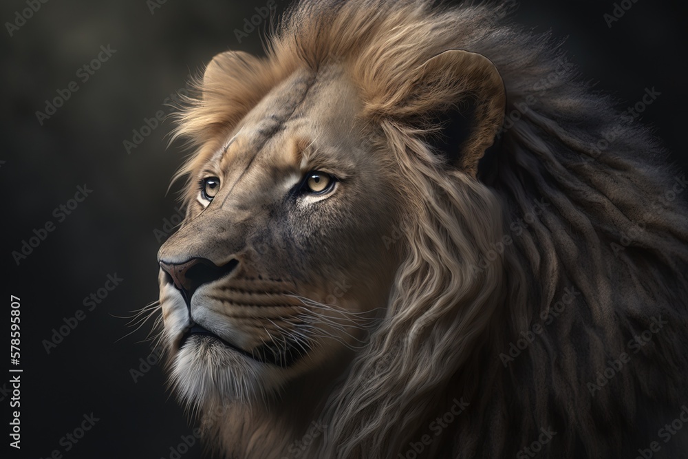 close-up of a lion, Generative AI