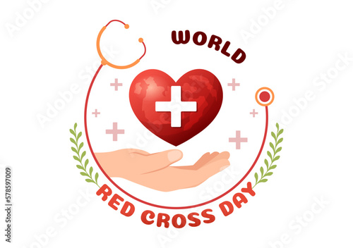 World Red Cross Day on May 8 Illustration to Medical Health and Providing Blood In Hand Drawn for Web Banner or Landing Page Templates