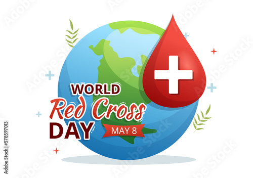 World Red Cross Day on May 8 Illustration to Medical Health and Providing Blood In Hand Drawn for Web Banner or Landing Page Templates