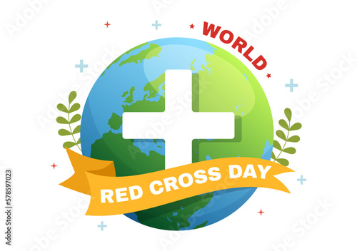 World Red Cross Day on May 8 Illustration to Medical Health and Providing Blood In Hand Drawn for Web Banner or Landing Page Templates