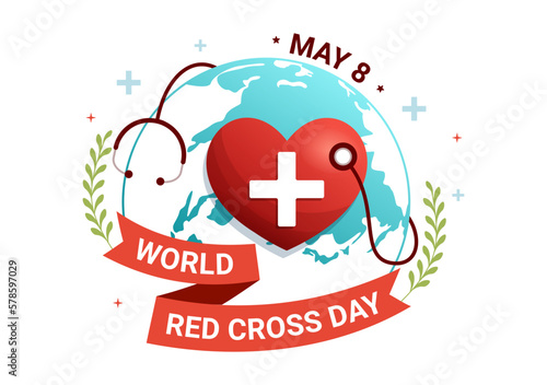 World Red Cross Day on May 8 Illustration to Medical Health and Providing Blood In Hand Drawn for Web Banner or Landing Page Templates