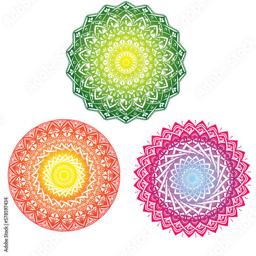 Mandala pattern colored background. Vector illustration. Meditation element for India yoga. mandala pattern 3 in 1 design	
