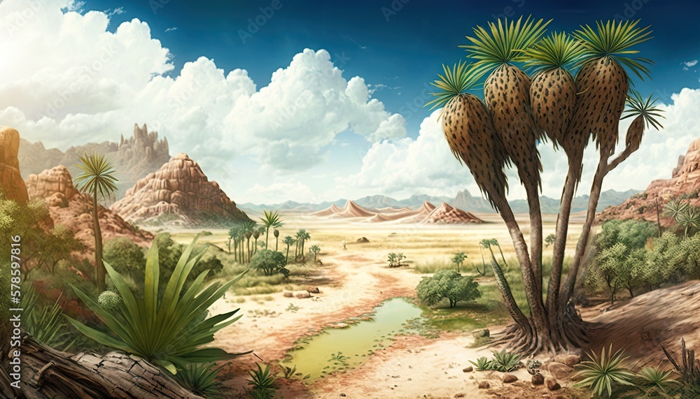Φωτογραφία The landscape of 10,000 BC was dry, sandy, and had sparse vegetation due to the arid conditions