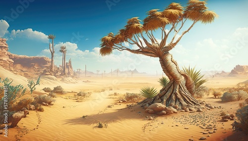 Canvas Print The tropical desert landscape in 10,000 BC was tough for life to flourish