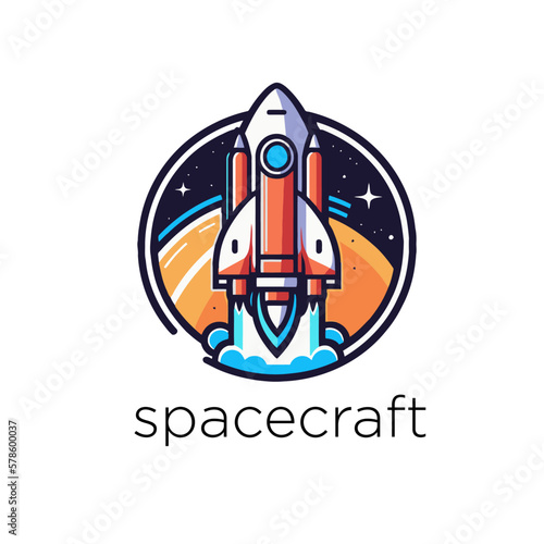 Space rocket launch logo. Vector illustration on white background. Design element.