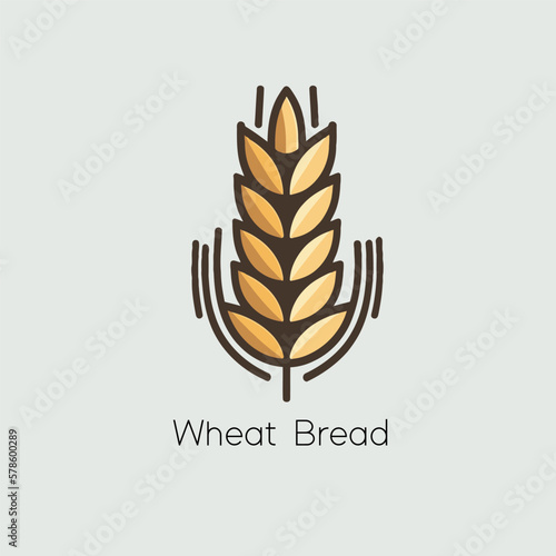 Wheat logo icon. Ears of wheat isolated on grey background