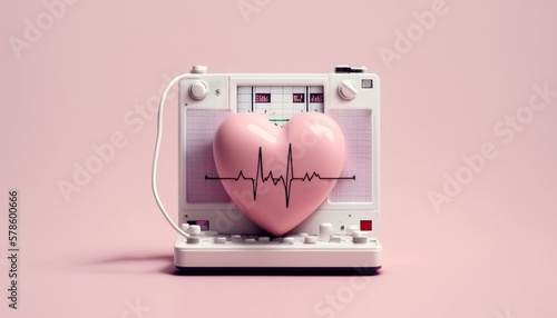 Heart monitor measuring vital signs, medical technology. Generative AI.