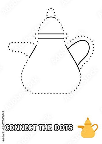 Dot to dot page with Tea Pot for kids