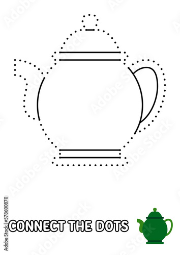 Dot to dot page with Tea Pot for kids