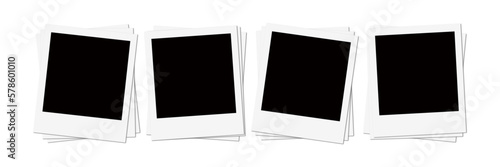 Isolated White Polaroid Photo Frame Stack