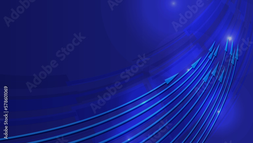 Abstract blue background illustration with curving arrows.