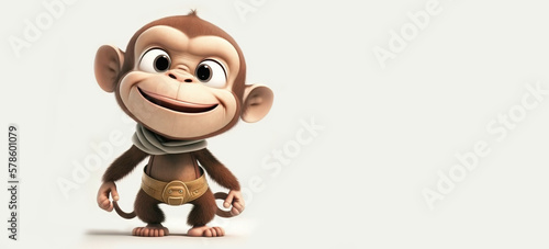 smile monkey cute character on white background  generative ai