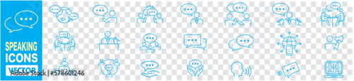 Speaking, communication, speech bubble, talking, consultation, conversation and discussion icon set.