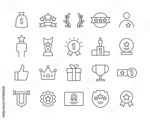 Award Icons - Vector Line. Editable Stroke.