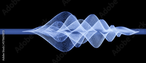 Tableau sur toile Illustration of abstract wireframe sound waves, visualization of frequency signa