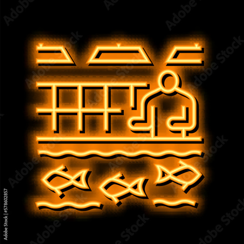 hatcheries salmon neon glow icon illustration