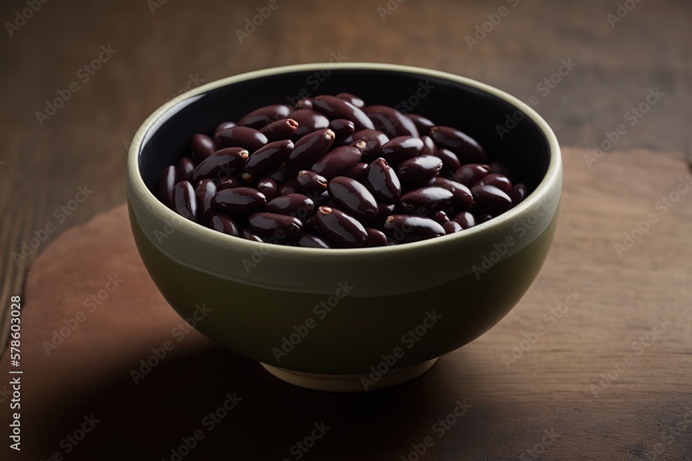 Azuki japan red beans in a bowl, AI generated Azuki japan red beans in a bowl, AI generated