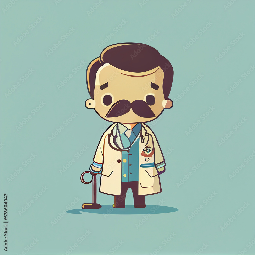 Illustration of cute doctor, Generative AI.