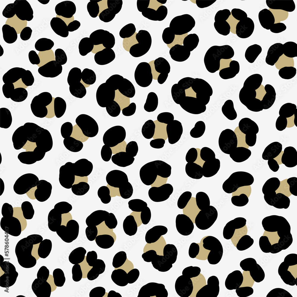 Abstract leopard print. Exotic wild animal skin seamless pattern. Black and brown silhouette on white background. Vector stock illustration. Abstract leopard print. Exotic wild animal skin seamless pattern. Black and brown silhouette on white background. Vector stock illustration.