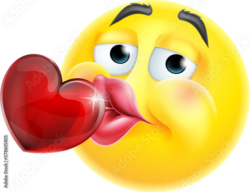 An emoticon emoji face kissing heart cartoon icon