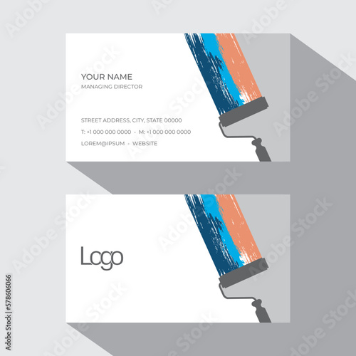 set of business cards with paint brush, painting business and company