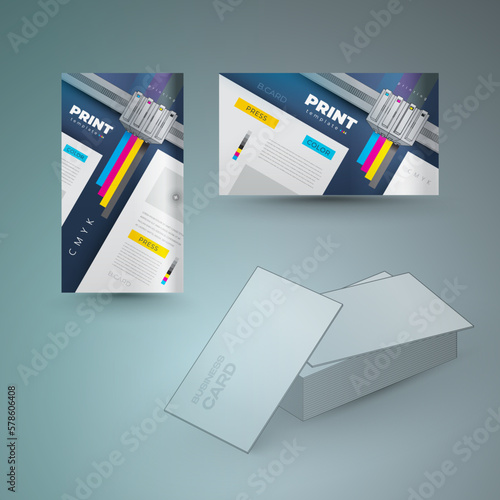 Business cart set vertical and horizontal design template print cmyk polygraphy printing theme vector