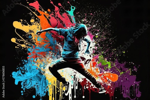 colorful art of crazy hip hop dance 8k background © Ydhimas
