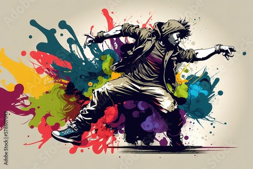 colorful art of crazy hip hop dance 8k background