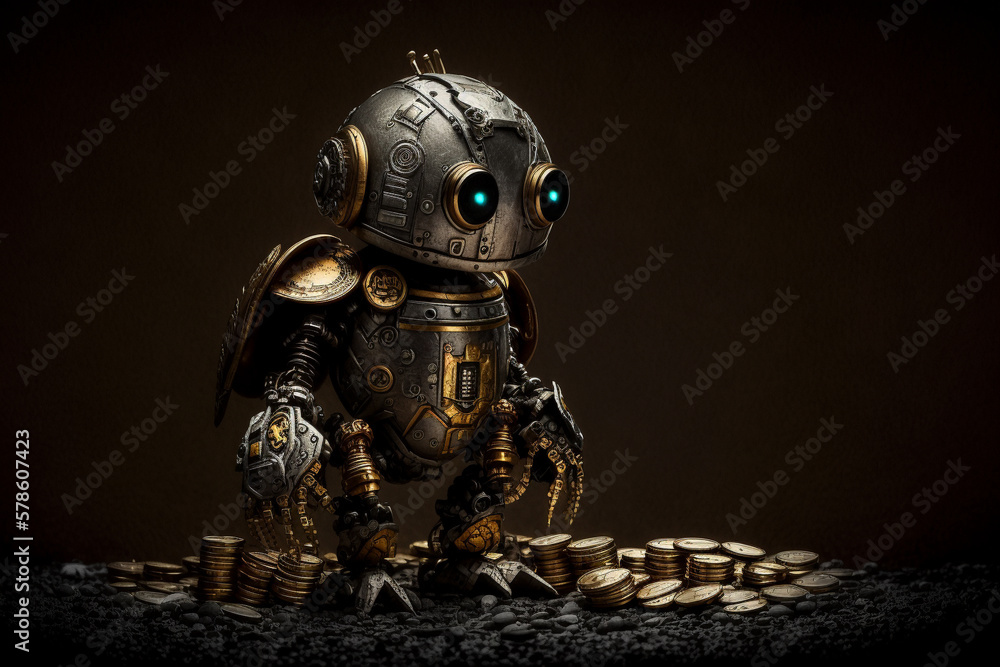 robot gold US dollar coin stock market forex trading graph futuristic Smart investment technology background, Generative AI. robot gold US dollar coin stock market forex trading graph futuristic Smart investment technology background, Generative AI.