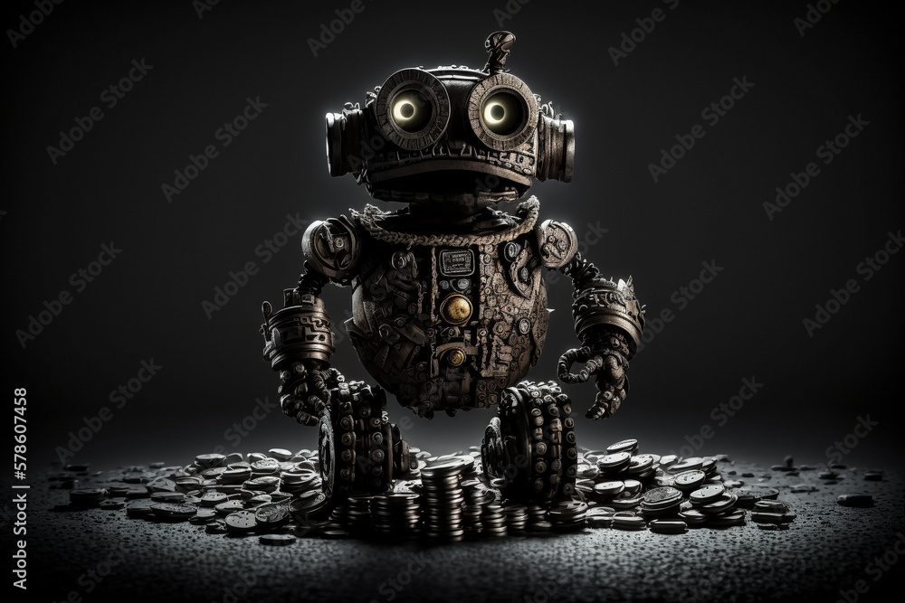 robot gold US dollar coin stock market forex trading graph futuristic Smart investment technology background, Generative AI. robot gold US dollar coin stock market forex trading graph futuristic Smart investment technology background, Generative AI.