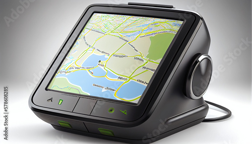 GPS navigator icon and map, generative ai