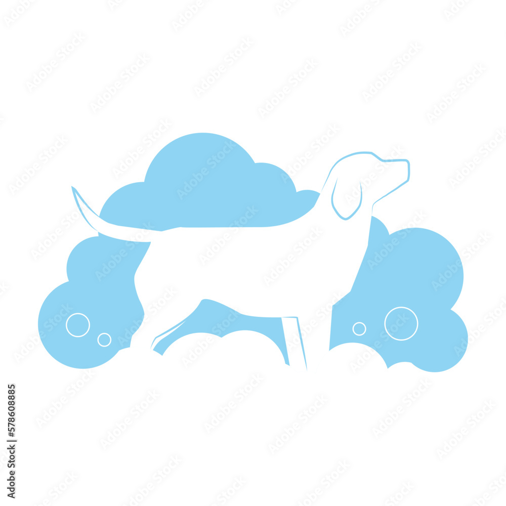 Dog logo for grooming salon with dog in foam Dog logo for grooming salon with dog in foam