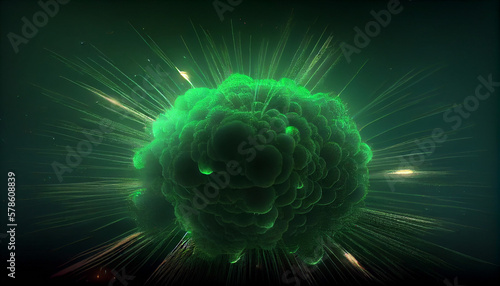 Massive green fireworks in the sky, generative ai © TheGoldTiger