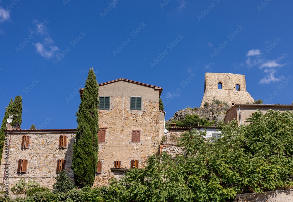 Montemassi a fortified village in the province of Grosseto. Tuscany. Italy
