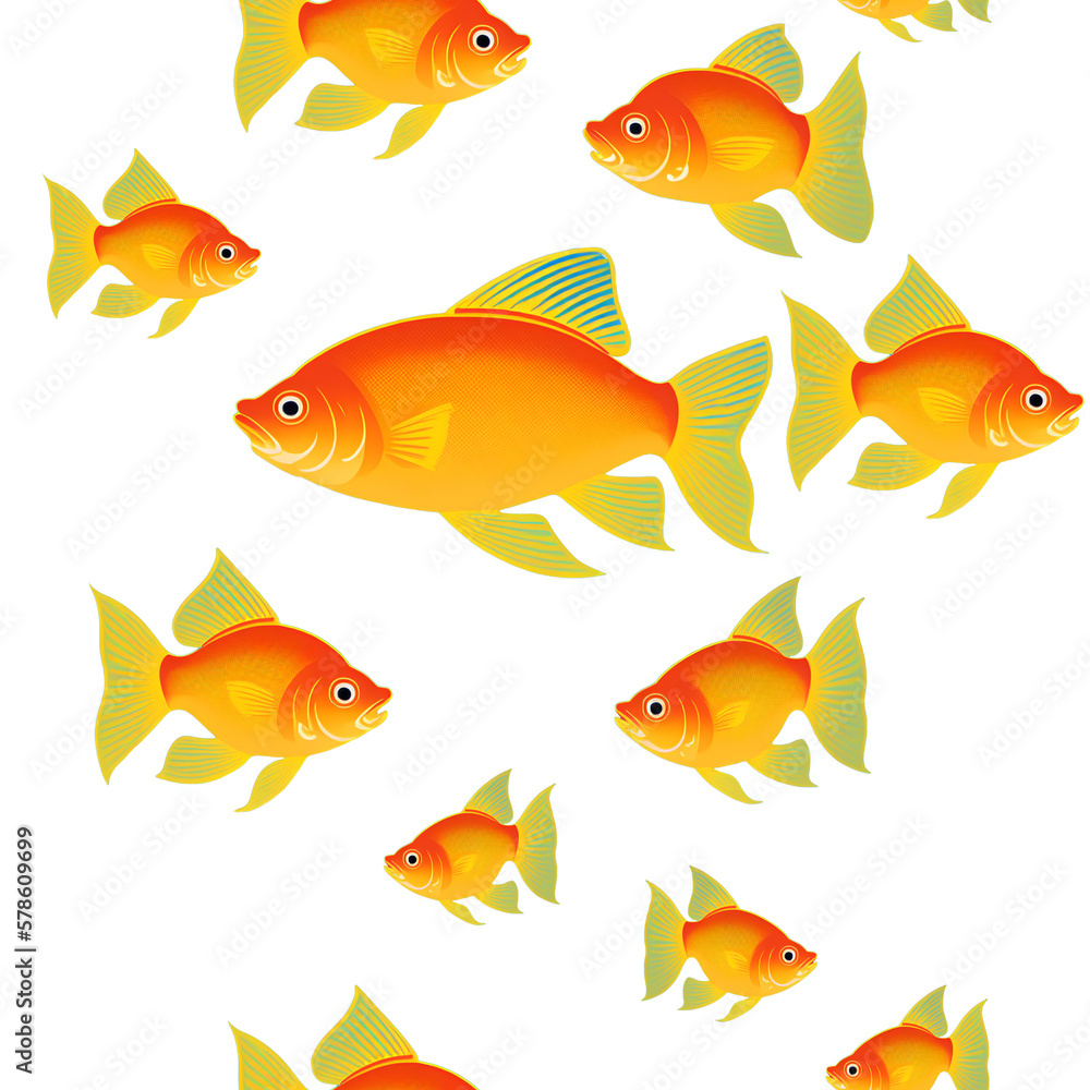 金魚のシームレスイラスト.generative AI 金魚のシームレスイラスト.generative AI