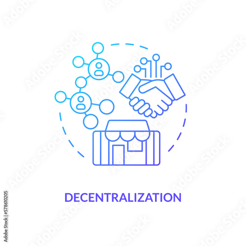 Decentralization blue gradient concept icon. Free environment for business. Layer of metaverse abstract idea thin line illustration. Isolated outline drawing. Myriad Pro-Bold font used