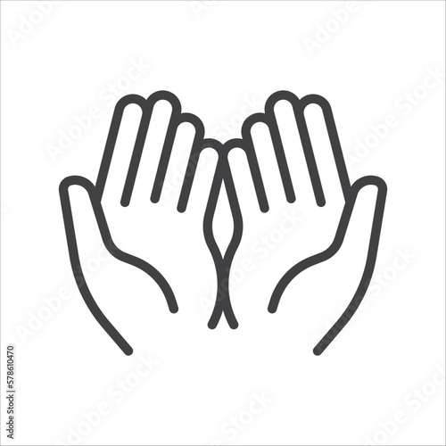 Praying Hands linear icon vector. Moslem praying hands symbol. Religion icon. Vector illustration