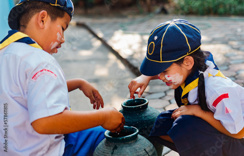 Thai scout students in activity photo